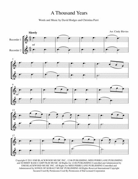 A Thousand Years Recorder Duet Page 2