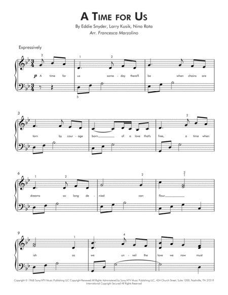 A Time For Us Love Theme Early Intermediate Piano Page 2