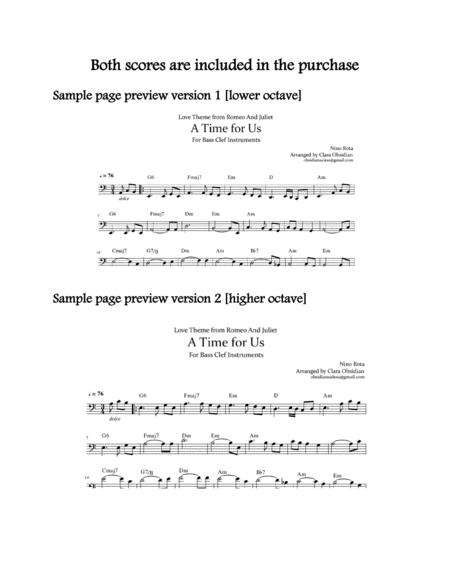 A Time For Us Love Theme From Romeo And Juliet For Bass Clef Instruments In 2 Ranges Both Scores Included Page 2