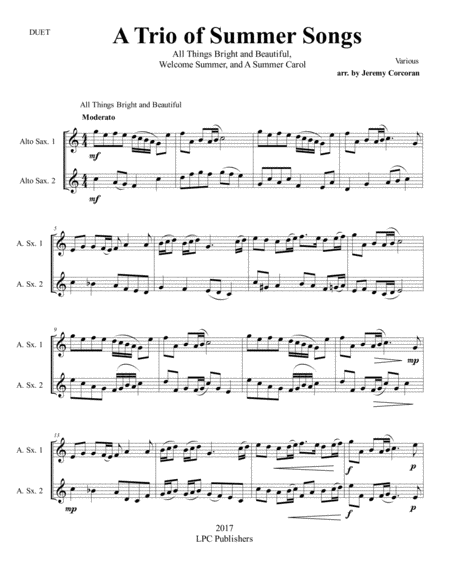 A Trio Of Summer Songs For Two Saxophones Page 2