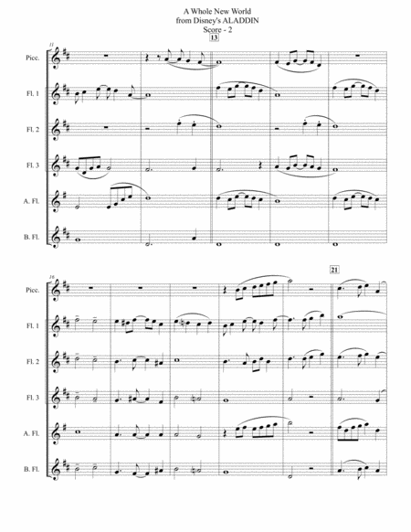 A Whole New World From Aladdin For Flute Choir Page 2