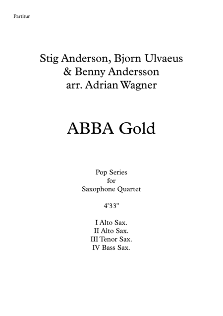 Abba Gold Saxophone Quartet Aatb Arr Adrian Wagner Page 2