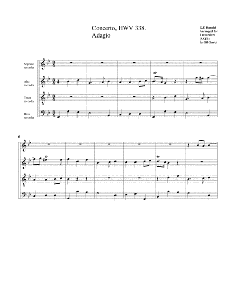 Adagio Allegro Vivace From Concerto Hwv 338 Arrangement For 4 Recorders Page 2