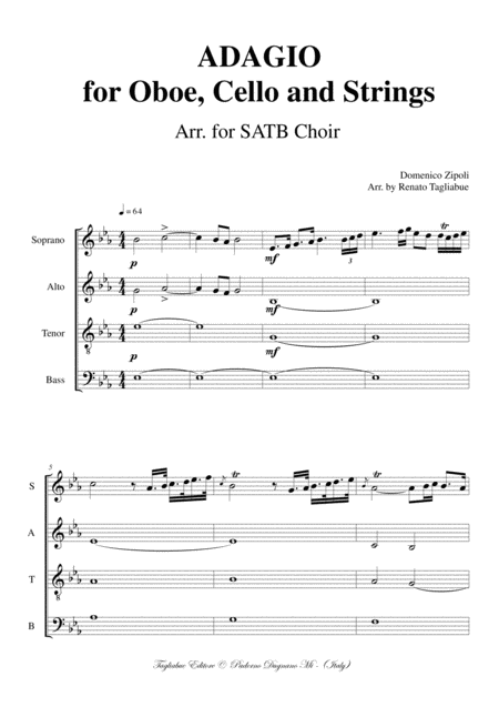 Adagio For Oboe Cello And Strings D Zipoli Arr For Satb Choir Page 2