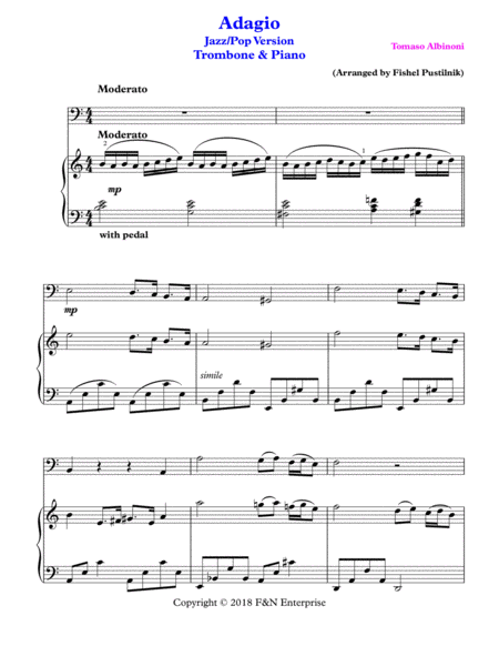 Adagio For Trombone And Piano Jazz Pop Version Video Page 2