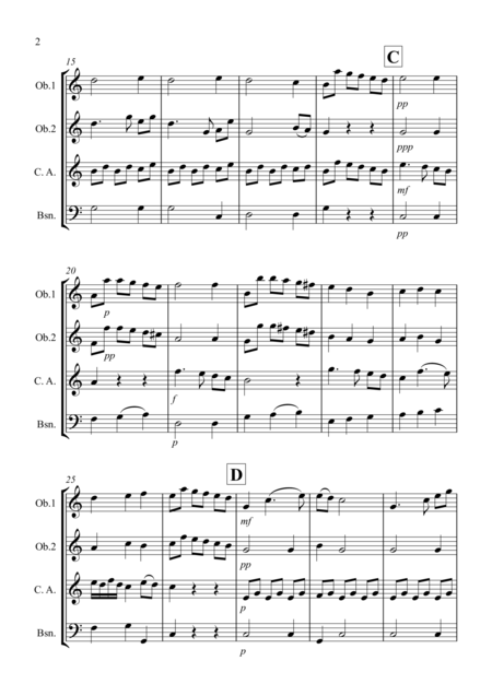 Adagio From Mozarts Clarinet Concerto For Double Reed Quartet Page 2