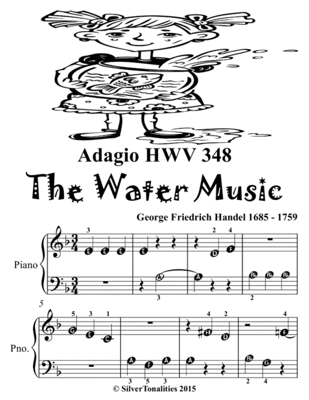 Adagio Hwv 348 Water Music Beginner Piano Sheet Music Tadpole Edition Page 2