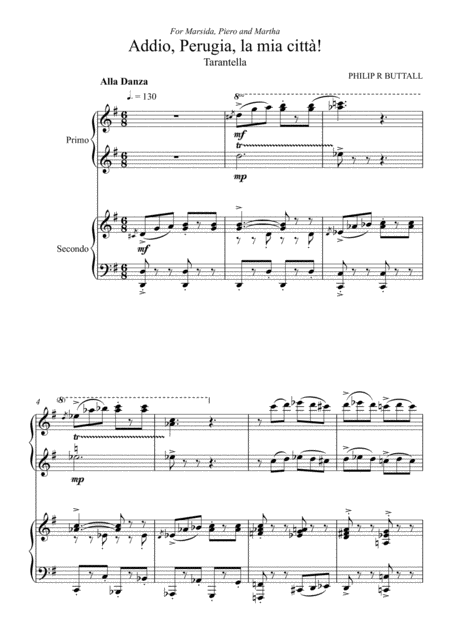 Addio Perugia La Mia Citt Tarantella Piano Duet Four Hands Page 2