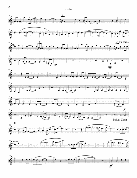 Adele Hello For Clarinet And Piano Page 2