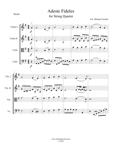 Adeste Fideles For String Quartet Page 2