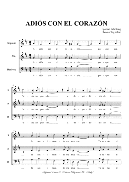 Adis Con El Corazn Spanish Folk Song Arr For Sabar Choir Page 2