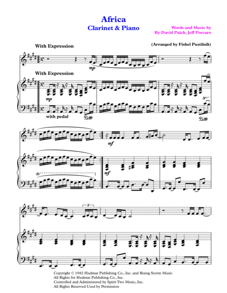 Africa By Toto For Clarinet And Piano Video Page 2