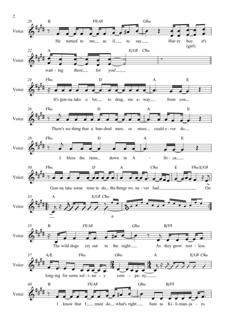 Africa Vocal Lead Sheet Page 2