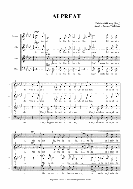 Ai Preat Friulian Folk Song Italy Page 2