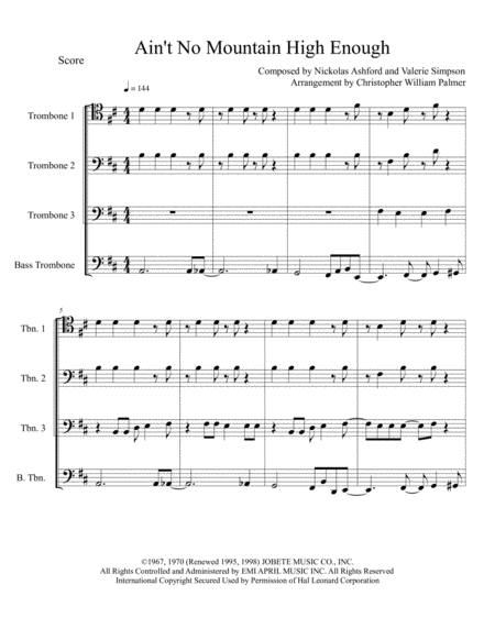 Aint No Mountain High Enough Trombone Quartet Page 2