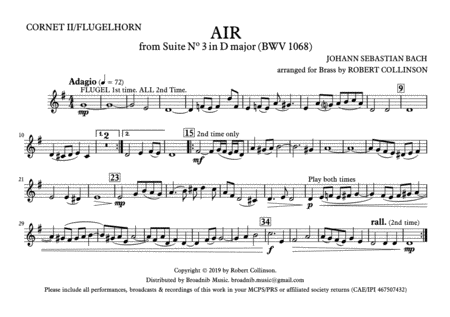 Air From Suite In D Bwv 1068 Bach March Card Parts A5 Only Page 2