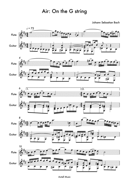 Air On The G String For Flute And Guitar Page 2