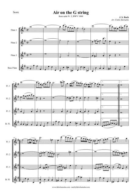 Air On The G String For Flute Quartet Or Flute Choir Page 2