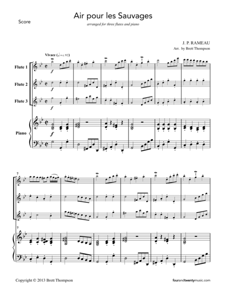 Air Pour Les Sauvages Arranged For Three Flutes And Piano Page 2