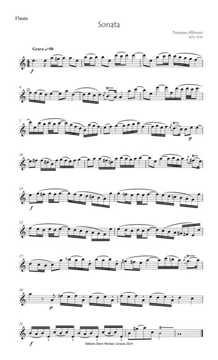 Albinoni Sonata For Flute Piano With Cello Ad Lib Page 2