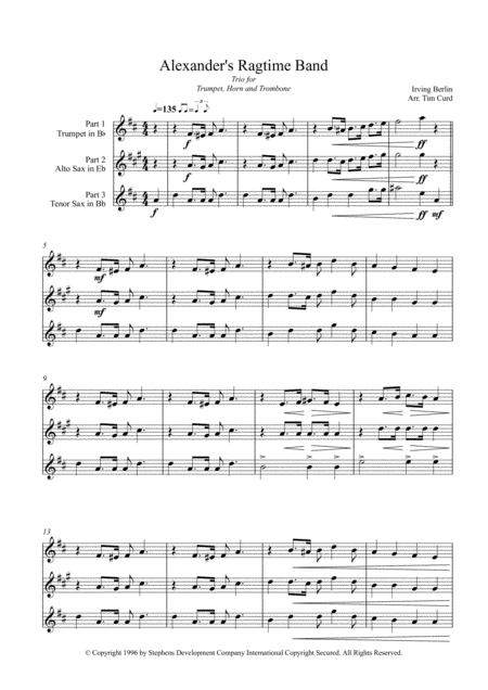 Alexanders Ragtime Band Trio For Trumpet Alto Sax And Tenor Sax Page 2