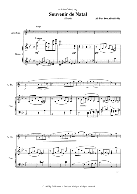 Ali Ben Sou Alle Souvenir De Natal For Alto Saxophone And Piano Page 2