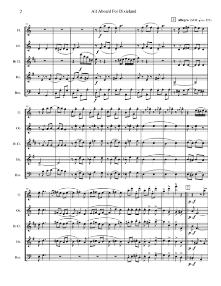 All Aboard For Dixieland For Woodwind Quintet Page 2