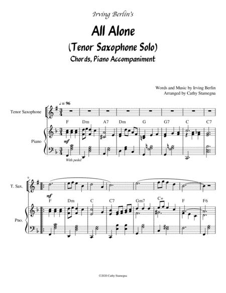 All Alone Tenor Saxophone Solo Chords Piano Accompaniment Page 2