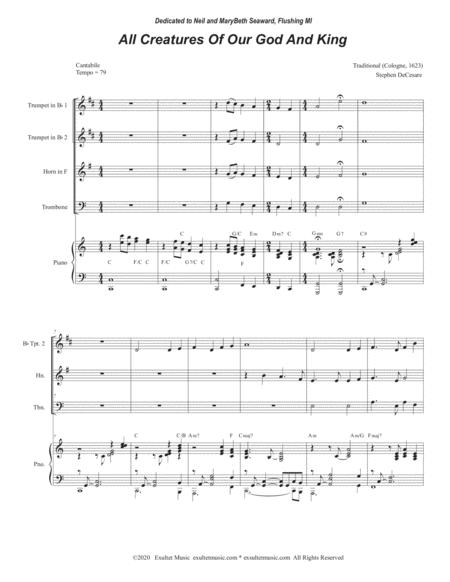 All Creatures Of Our God And King For Brass Quartet And Piano Page 2