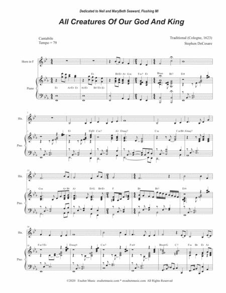 All Creatures Of Our God And King For French Horn Solo And Piano Page 2