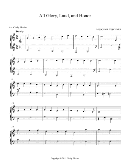 All Glory Laud And Honor Arranged For Easy Piano Solo Page 2