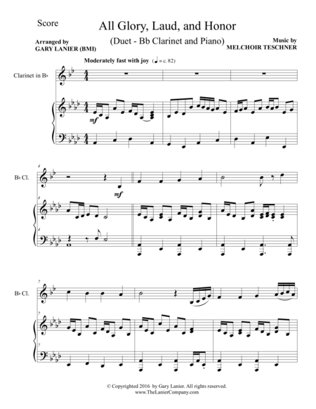 All Glory Laud And Honor Duet Bb Clarinet Piano With Parts Page 2