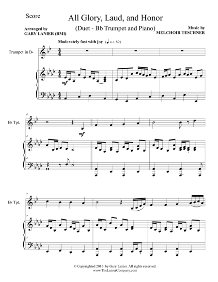 All Glory Laud And Honor Duet Bb Trumpet Piano With Parts Page 2