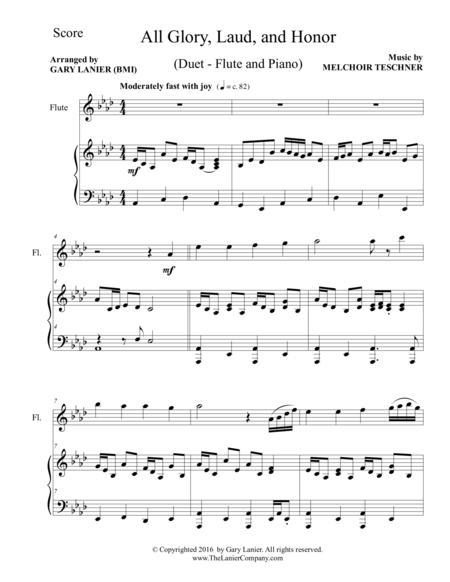 All Glory Laud And Honor Duet Flute Piano With Parts Page 2