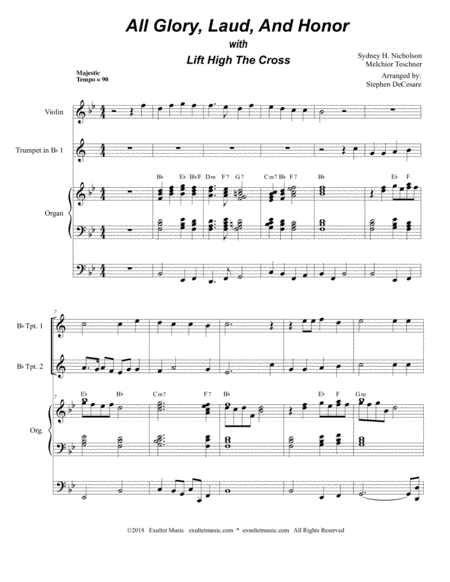 All Glory Laud And Honor With Lift High The Cross Bb Trumpet Duet Page 2