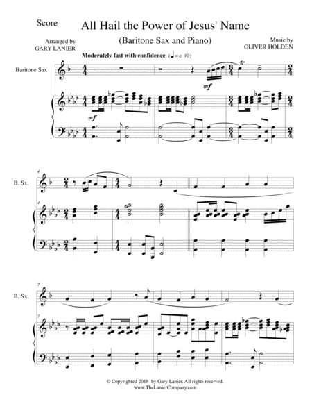 All Hail The Power Of Jesus Name Baritone Sax Piano And Baritone Sax Part Page 2