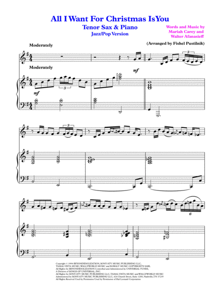 All I Want For Christmas Is You For Tenor Sax And Piano Video Page 2