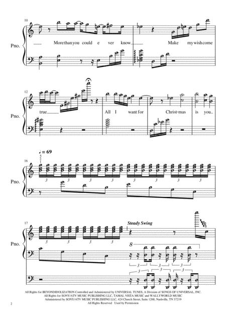 All I Want For Christmas Is You Piano Duet Intermediate Level Short Version Page 2