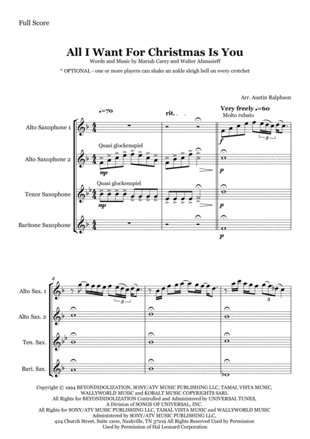 All I Want For Christmas Is You Sax Quartet Page 2