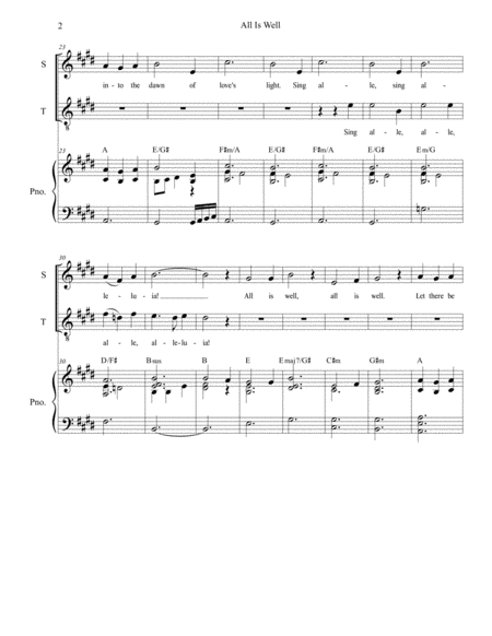 All Is Well For 2 Part Choir Sop Ten Page 2