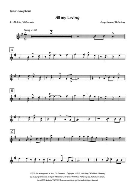 All My Loving Arranged For Tenor Saxophone Swing Version Page 2