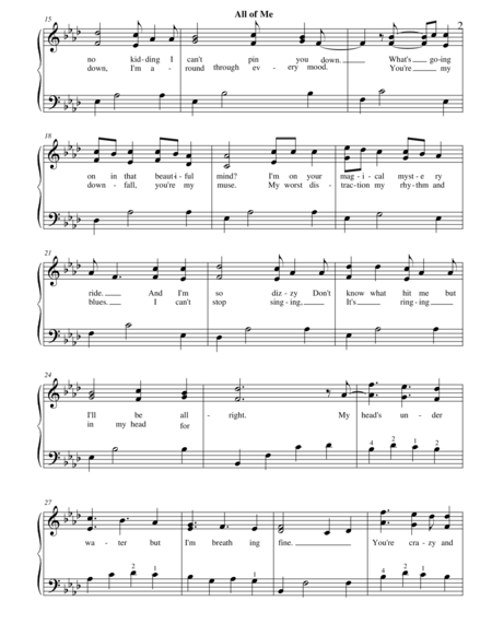 All Of Me By John Legend Intermediate Solo Piano Arrangement By Debbie Center Page 2