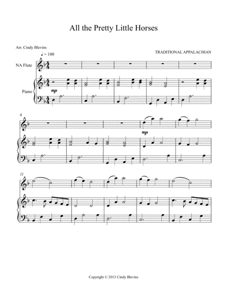 All The Pretty Little Horses Arranged For Piano And Native American Flute Page 2