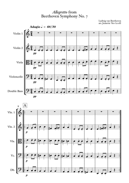 Allegretto From Beethoven Symphony No 7 For String Ensemble Conductors Score Page 2