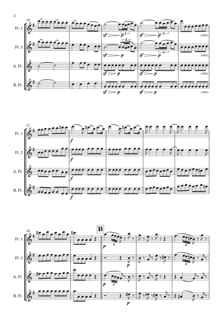 Allegro From Eine Kleine Nachtmusik For Flute Quartet Page 2