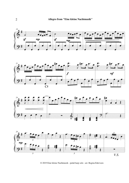 Allegro From Eine Kleine Nachtmusik Mozart Pedal Harp Solo Page 2