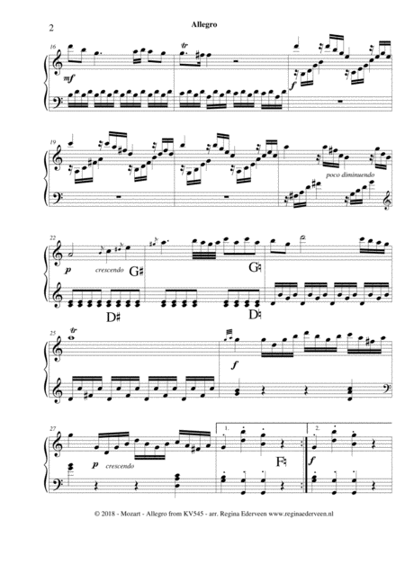 Allegro Mozart Pedal Harp Solo Page 2