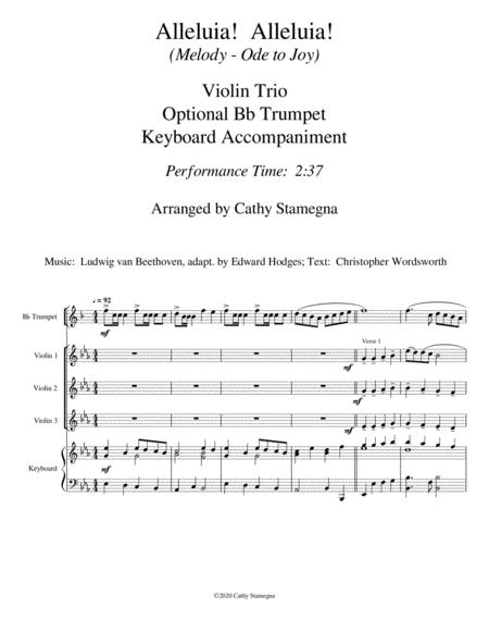 Alleluia Alleluia Melody Is Ode To Joy Violin Trio Opt Bb Trumpet Keyboard Acc Page 2