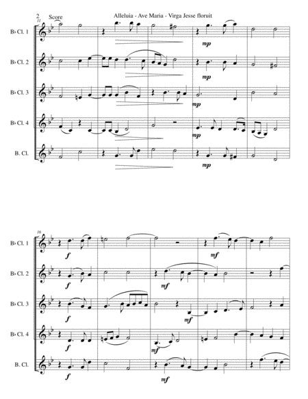 Alleluia Ave Maria Virga Jesse Floruit Arranged For Clarinet Quintet 4 B Flats And 1 Bass Page 2