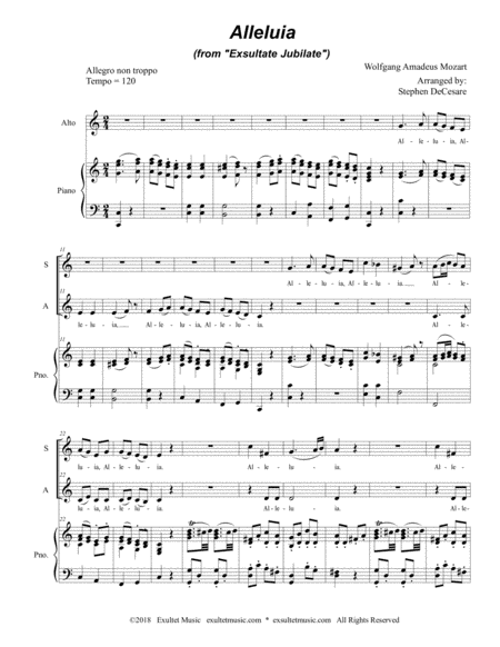 Alleluia From Exsultate Jubilate Duet For Soprano Alto Solo Page 2